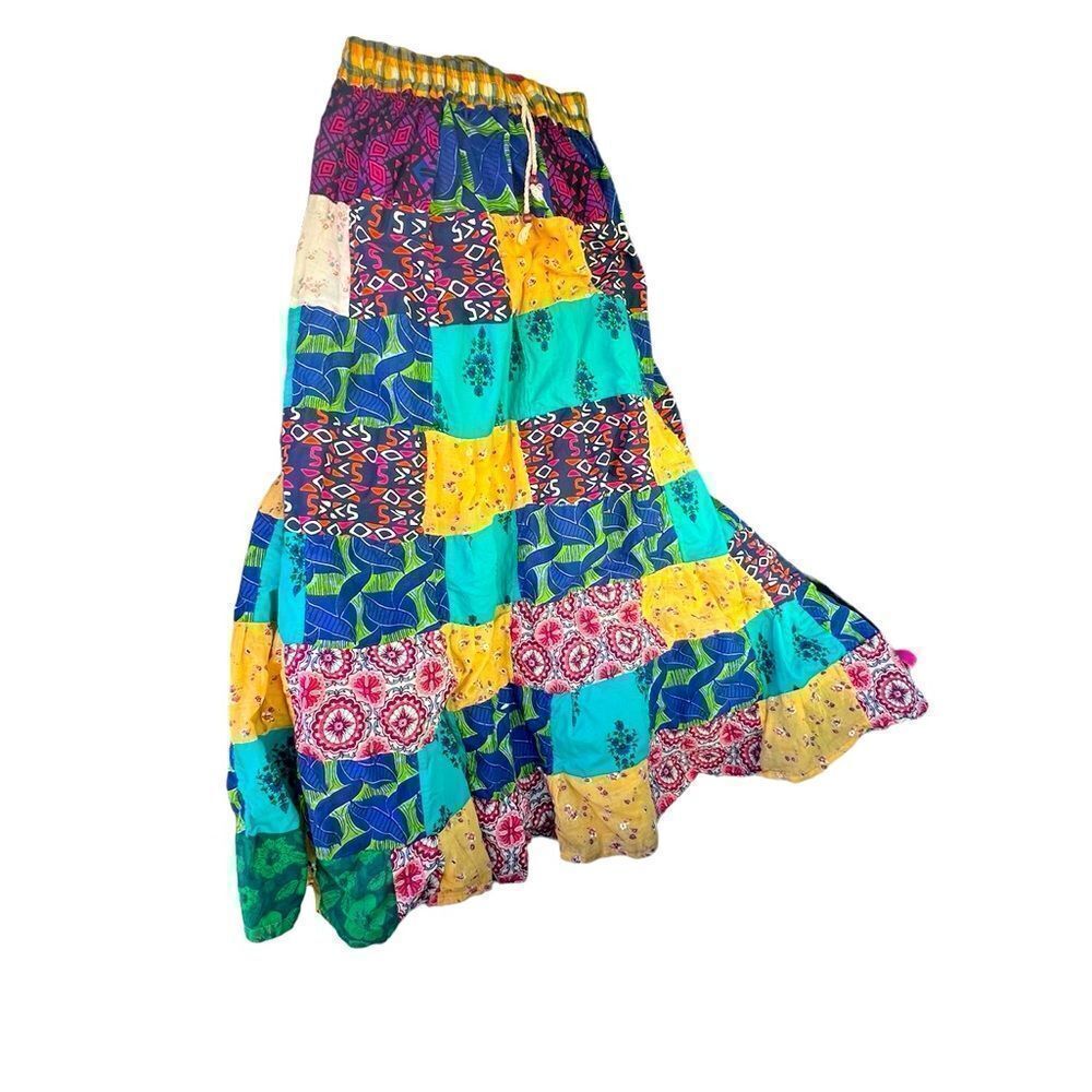Colorful Patchwork Midi Skirt
